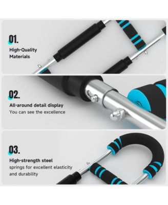 Spring Barbell for Home Use, 88lb Adjustable Resistance Arm, Chest & Back Trainer with Steel Spring and Comfort Foam Grips