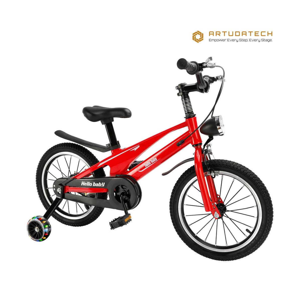 Artudatech 16-Inch Lightweight Kids Bike with Magnesium Alloy Frame, Training Wheels & Dual Brakes