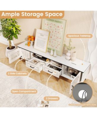 71" TV Stand for TVs up to 80" with Open Compartment Side Cabinets & Drawers