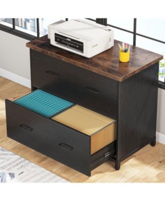2-Drawer File Cabinet, Letter Size (Black and Brown)
