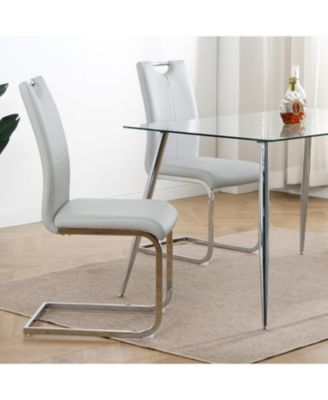 Faux Leather Padded Dining Chairs Set Of 2