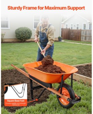Traditional One-Wheel Wheelbarrow with 5 Cu.Ft Capacity