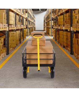 1200 lb Heavy-Duty Steel Garden Cart with 13" All-Terrain Tires & Convertible Mesh Sides