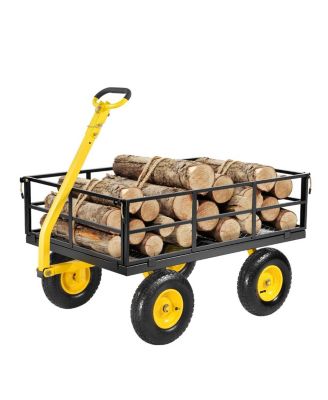 1200 lb Heavy-Duty Steel Garden Cart with 13" All-Terrain Tires & Convertible Mesh Sides