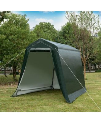 Outdoor Carport Shed with Sidewalls and Waterproof Ripstop Cover-6 x 8 ft