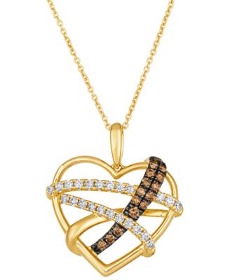 Chocolate Diamond (0.19 ct. t.w.) & Nude Diamond (0.26 ct. t.w.) Pendant Necklace in 14k Honey Gold