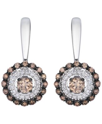 Chocolate Diamond (0.52 ct. t.w.) & Vanilla Diamond (0.10 ct. t.w.) Drop Earrings in 14k Vanilla Gold