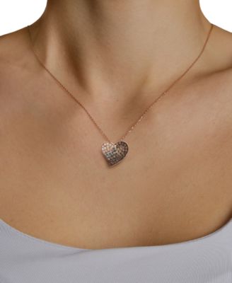 Chocolate Ombre Diamond Pendant Necklace (1 ct. t.w.) in 14k Strawberry Gold