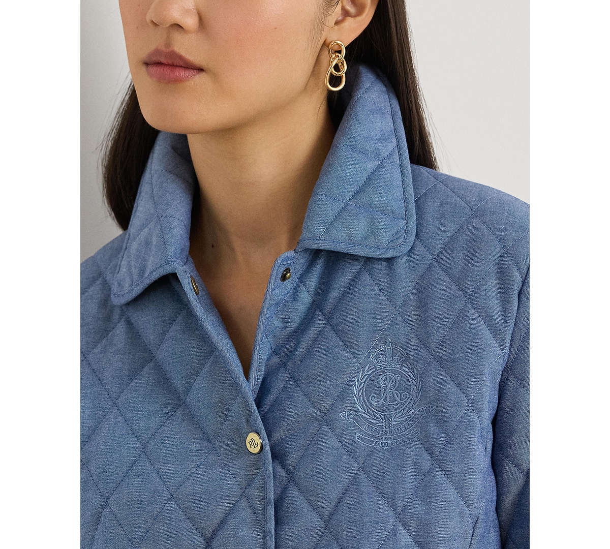 Lauren Ralph Women's Crested Diamond-Quilted Barn Jacket