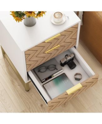 3 Drawers Nightstand, with Metal Legs for Bedroom