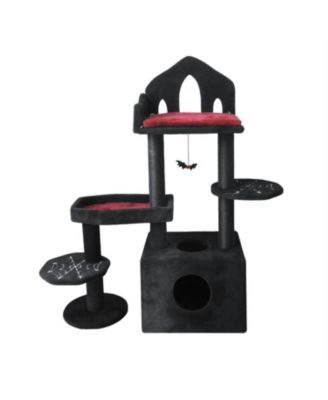 Cat Tree with Scratching Posts, Perches, Hammock in Black
