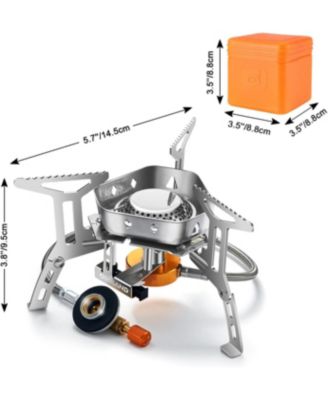 3500W Windproof Portable Camping Gas Stove with Piezo Ignition and Fuel Canister Adapter