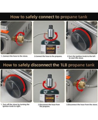 Dual Fuel Camping Stove, 10000BTU Portable Propane/Butane Gas Stove with Windblocker & Carry Case (Fuel Not Included).