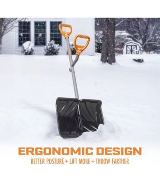 18” Snow Shovel, 34.5” Shaft, Push Scoop Combination, ERG-SNSH18