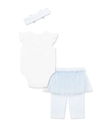Baby Girls' Round Neck Bodysuit, Skeggings and Headband, 3-Piece Set