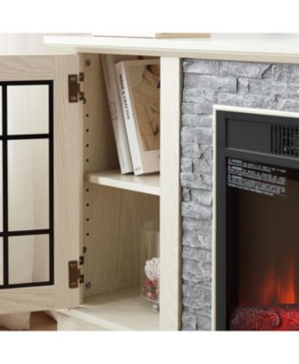 2-Door Storage cabinet with Electric Fireplace Console Cabinet