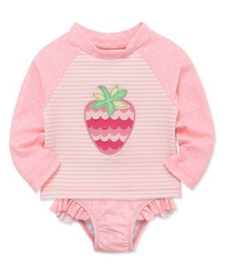 Baby Girls' Strawberry Long-Sleeve Rash Guard and Swim Bottoms, 2-Piece Set