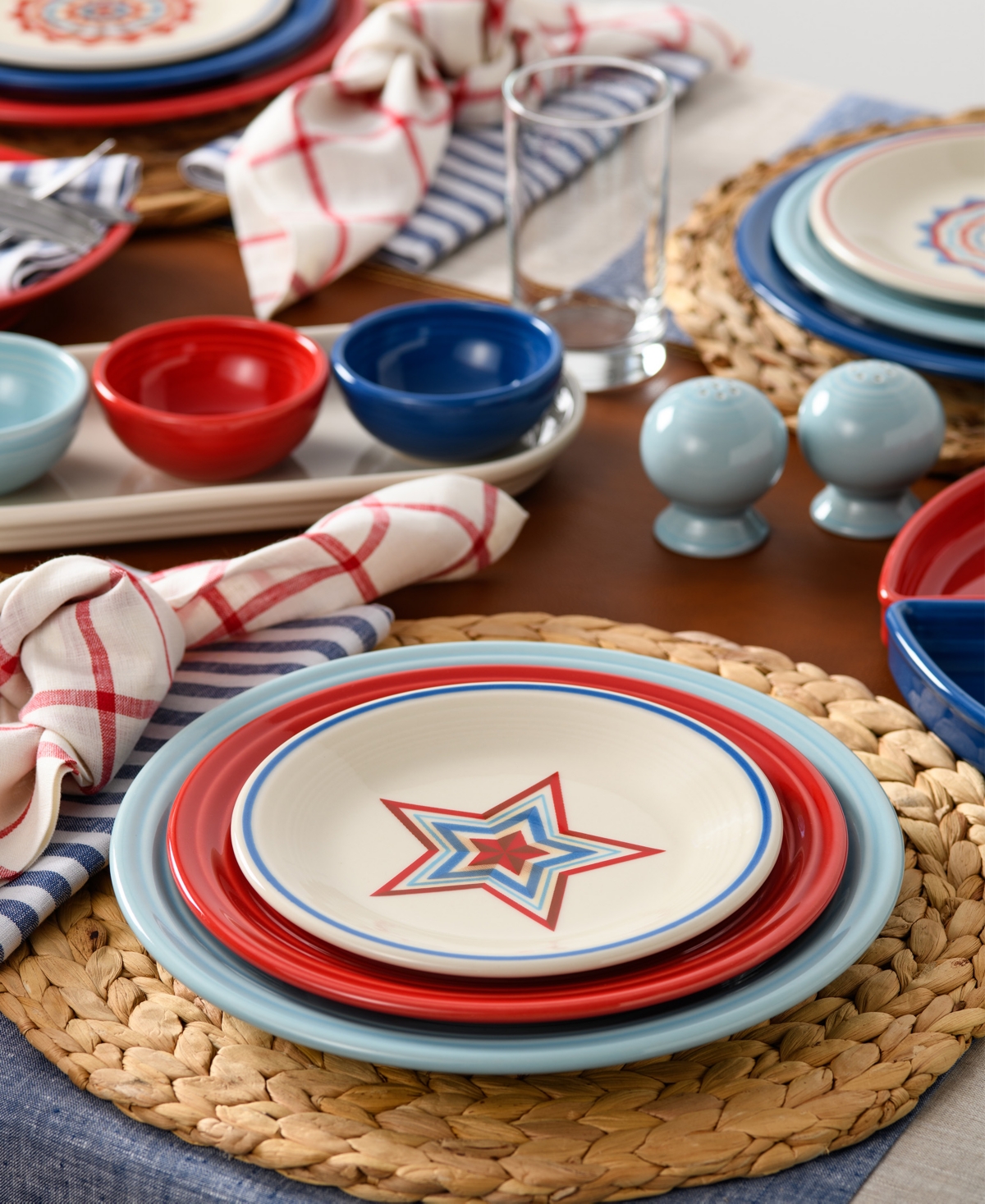 Fiesta Americana Classic Rim Salad Plates, Set of 4, Service For 4