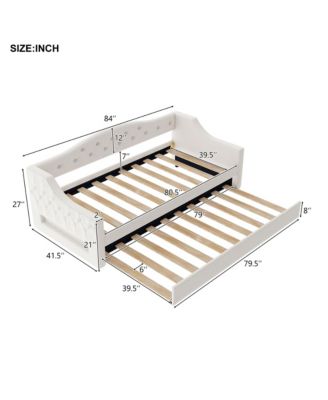 Upholstered Twin XL Size Daybed with LED Belt and Trundle