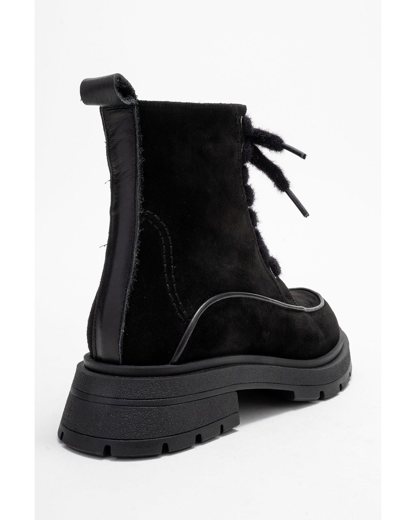 Женские ботинки Forever & Always Shoes Mina Leather Combat Boot, цвет: Чёрный замшевый кожаный — фото 5