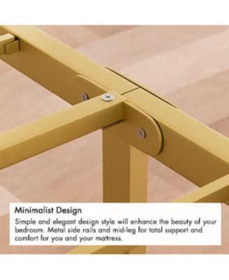 Queen-Size Metal Steel Platform Bed Frame with Durable Upholstered Headboard Cushion Iron & Wood Adjustable for Hotels Villas