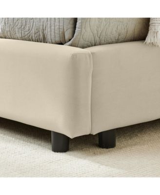 Full Size Upholstered Tufted Bed Frame Sofa Bed Frame with Comfortable Backrest and Armrests Full Size Bed Velvet-Beige