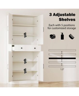 72" Tall Kitchen Pantry Modern Farmhouse Cupboard Cabinet with 4 Barn Doors