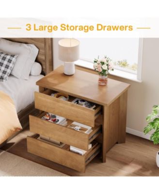 Nightstand with 3 Drawers, Easy Assembly