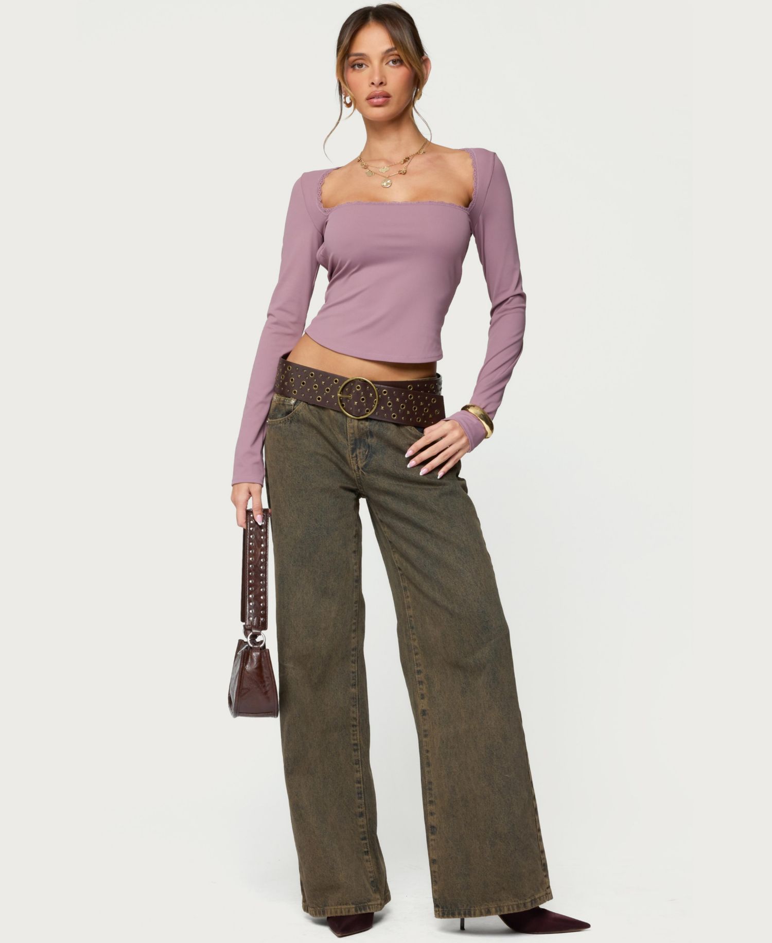 Womens Polly Lacey Tie Back Top