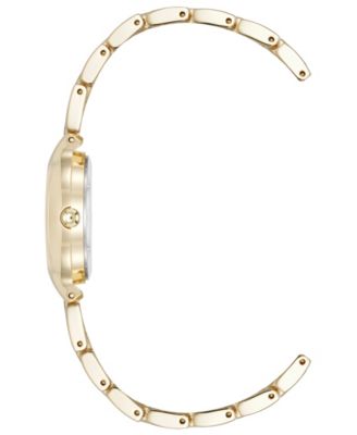 Women's Quartz Crystal Accented Champagne Dial Gold-Tone Alloy Metal Watch Set, 28mm