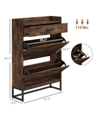 Hallway Shoe Bench with Drawer and Shelves