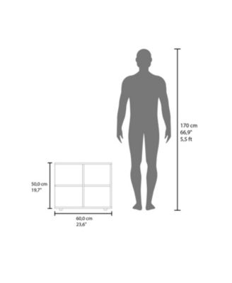 Angus Side Table with Open Storage and 4 Shelves, Natural Oak