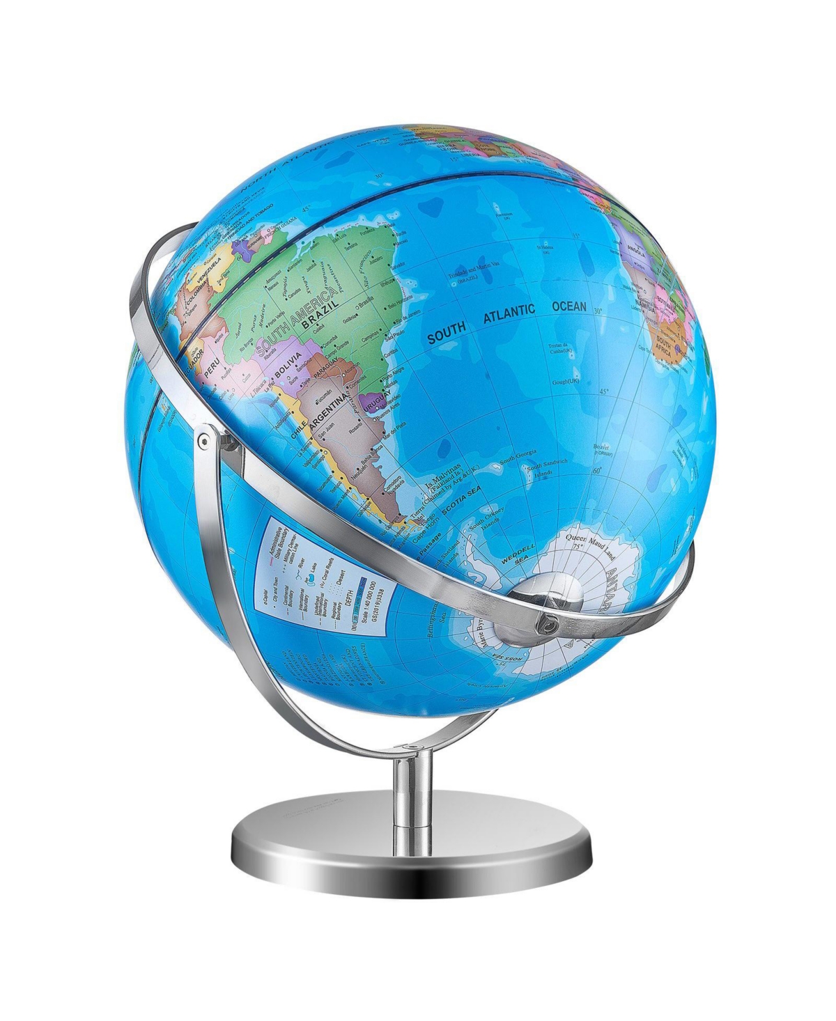 Sugift Illuminated World Globe 13" Led Light-Up Map Globe 720° Spinning