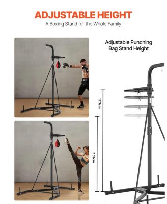 Punching Bag Stand 2-in-1 Heavy Duty Boxing and Speed Bag Stand Holds 140 LB