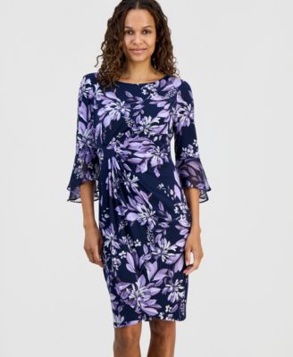 Petite Printed Side Tab Sheath Dress