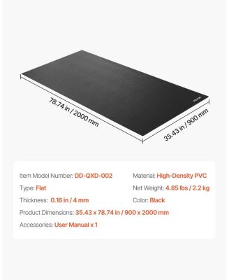 Treadmill Mat 35.5"x78.7" Heavy Duty PVC Exercise Equipment Floor Protector