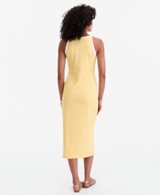Women's Ringer-Trim Sleeveless Knit Midi Dress