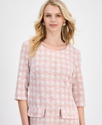 Women's Boucl&eacute; Tweed 3/4-Sleeve Dress