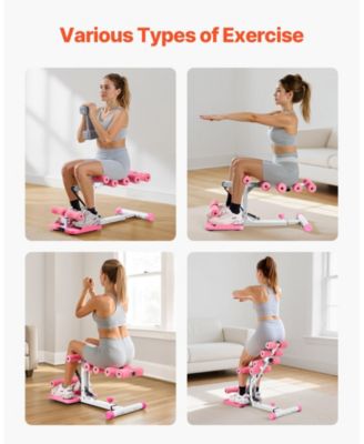 SUGFIT Deep Squat Machine Adjustable Glute Trainer with Resistance Bands Pink White