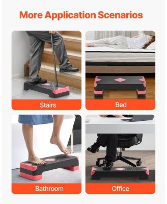 SUGFIT Aerobic Step Platform 28" Adjustable Stepper with 4 Risers Red