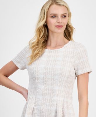 Women's Ponte Front-Tuck Fit & Flare Dress