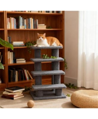  Multi-Level Cat Scratching Post with Pet Stairs for Living Room & Bedroom