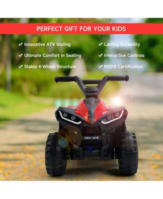 12V Kids Electric Ride-On Car, ATV Style with LED Light, Music & Safety Belt