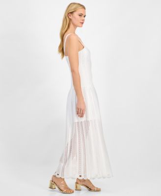 Juniors' Crochet Illusion Midi Dress