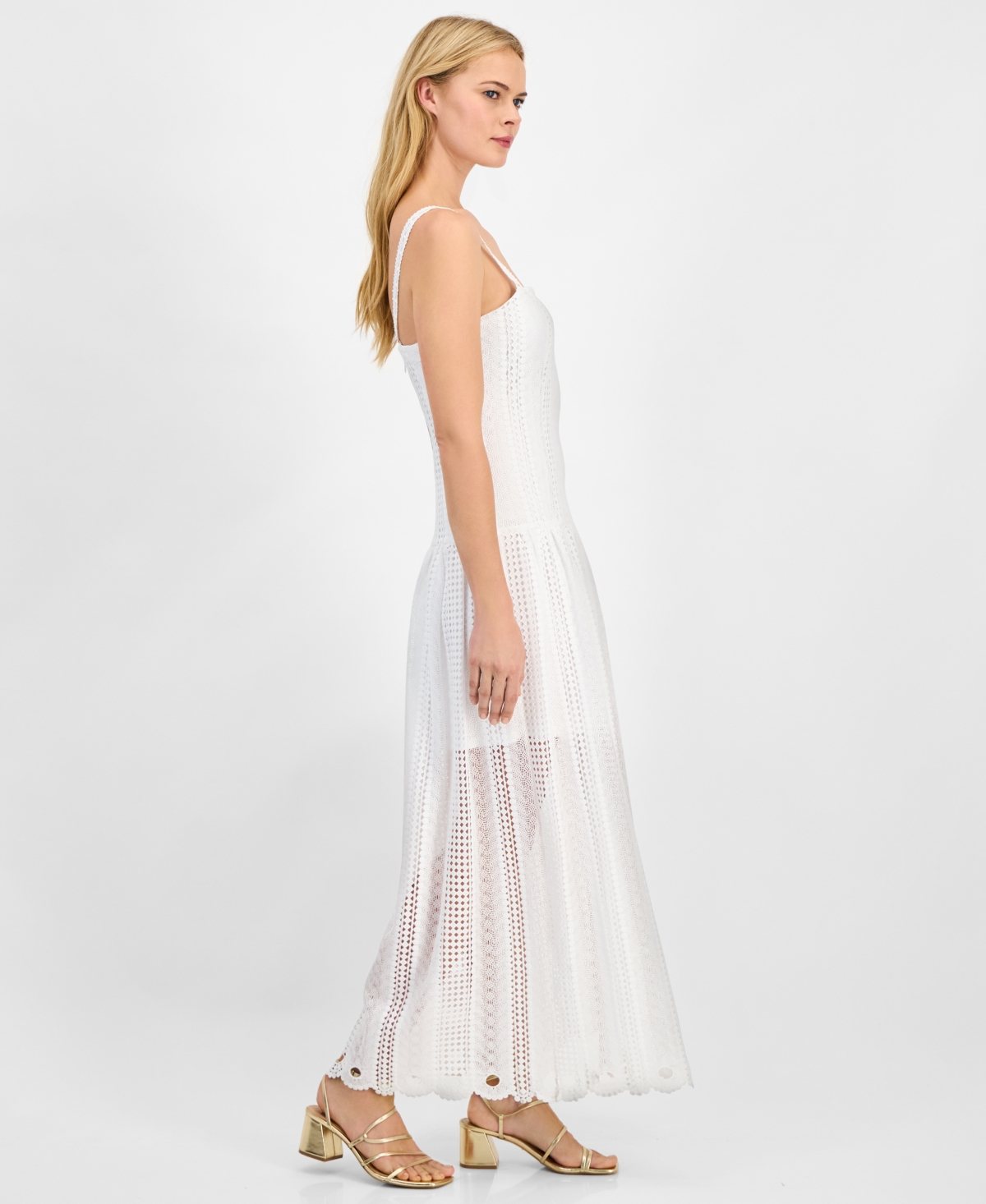 14th Place Juniors' Crochet Illusion Midi Dress