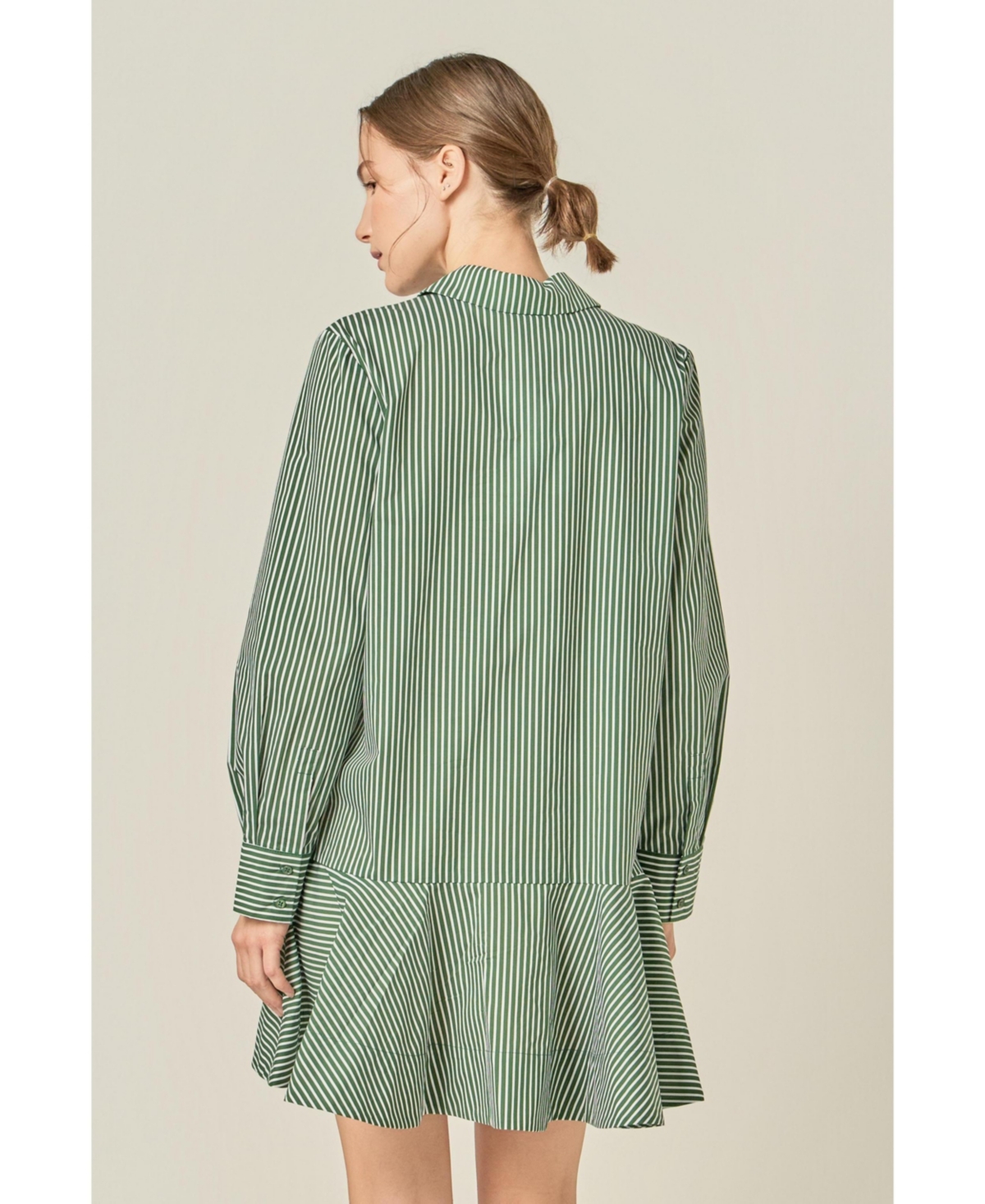 English Factory Women's Stripe Collar Flared Skirt Dress