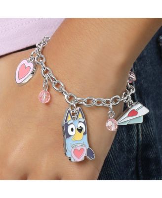 Charm Bracelet, Silver-Tone, Heart & Love Letter Charms