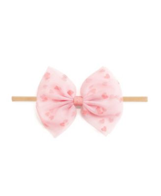 Baby Girls Flocked Heart Valentine's Day Tulle Bow Baby Headband