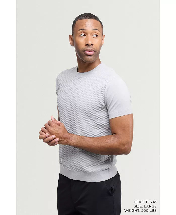 X RAY Men's Crew Rib Neck Checkered Sweater - thumbnail 6