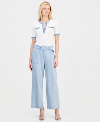 Women's Belted Wide-Leg Pants